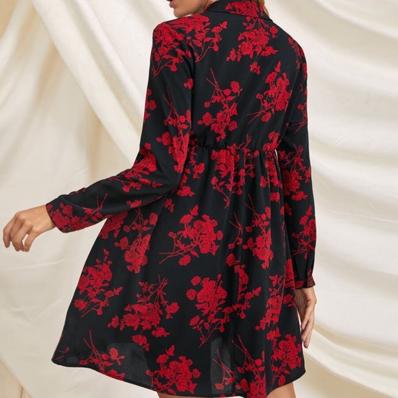 MATERNITY floral print button up dress navy blue - Picture 6 of 7